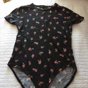 F21 Rose Black Bodysuit